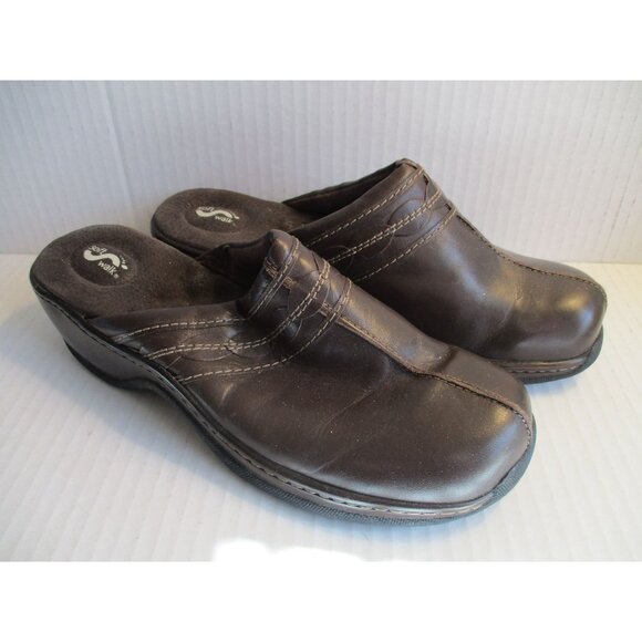 *SoftWalk Brown Mule Slides Leather Upper Accent Stitching - Size 9.5M - Picture 2 of 12